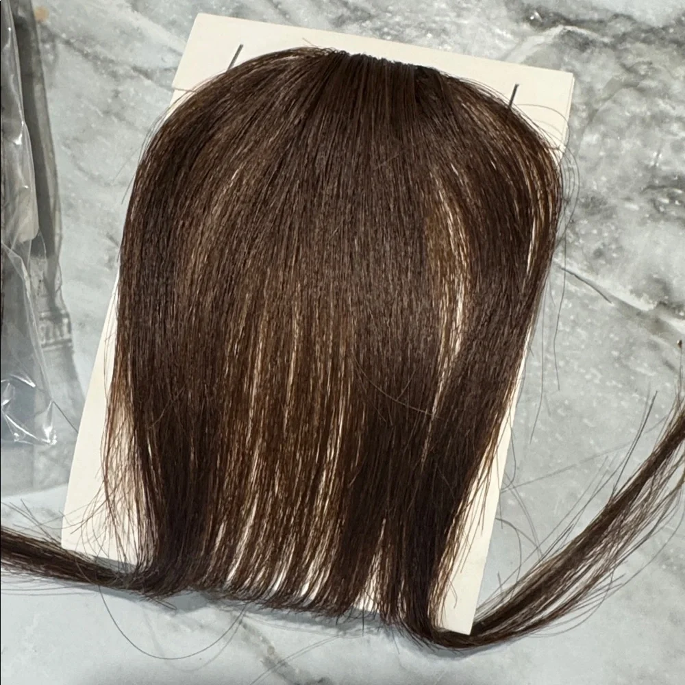 Medium Dark Brown 100% Human hair Clip-In Bangs